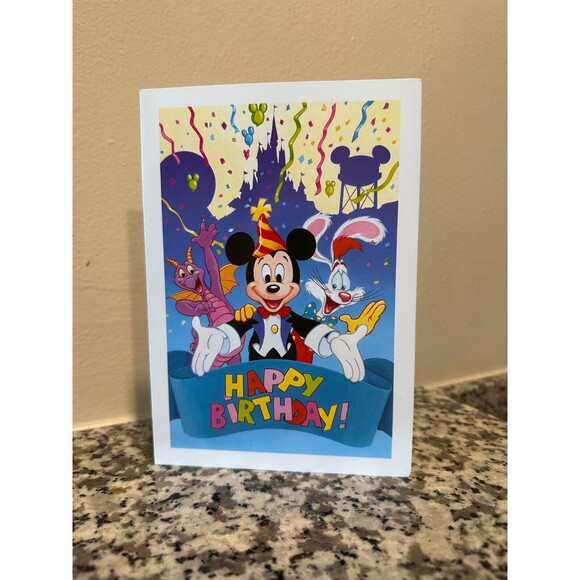 Vintage 90s Disney World Cast Member Figment Roger Rabbit Birthday Card UNUSED - Picture 1 of 5